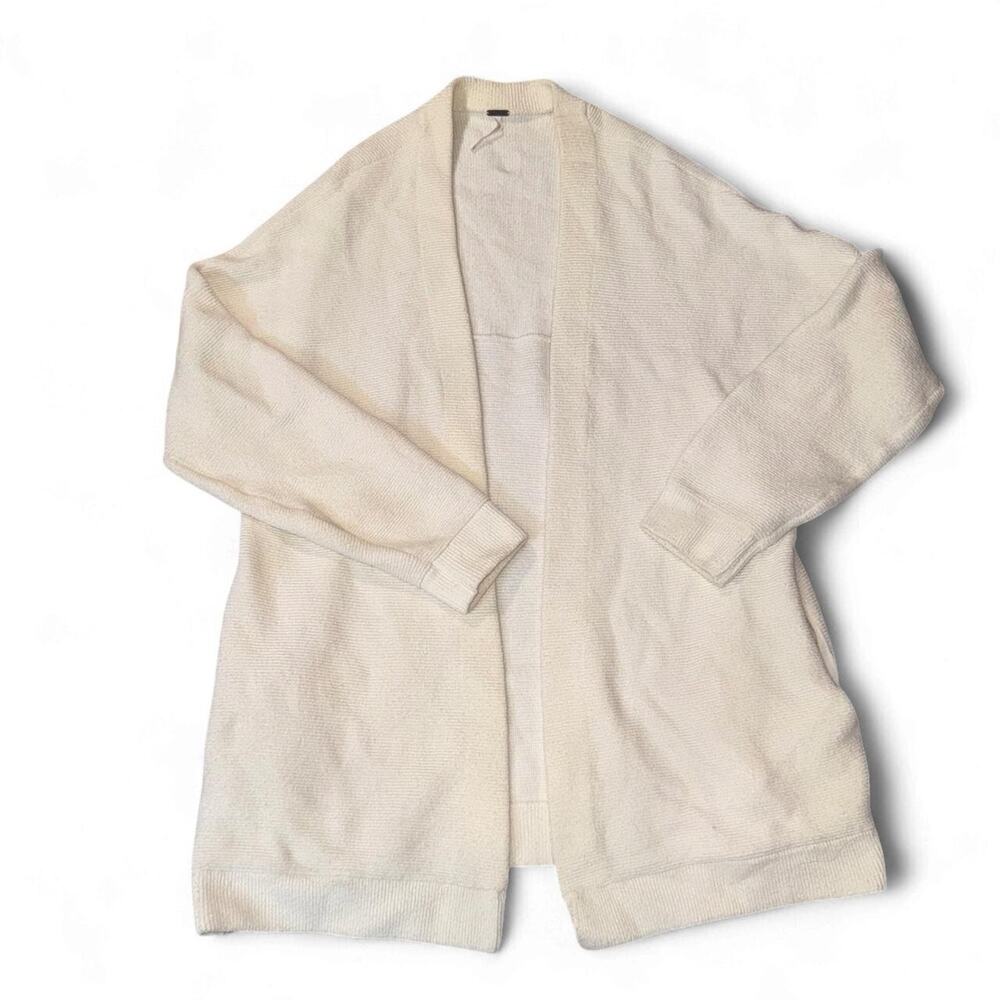 Free People Otomab Cardigan Ecru Cream XL 74% Cotton Baggy Knit Minimalist Chic